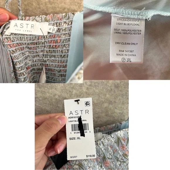 NWT ASTR the Label Midsummer Multi Floral Tiered Maxi Blue Dress Size XL Spring - Picture 4 of 9